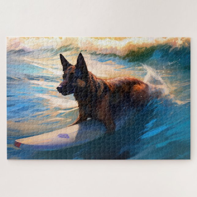 Puzzle Pintura de surf de Shepherd Beach en Bélgica (Horizontal)