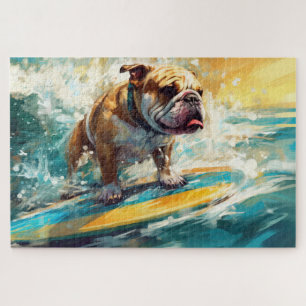 Puzzle Pintura de Surf en la Playa Bulldog