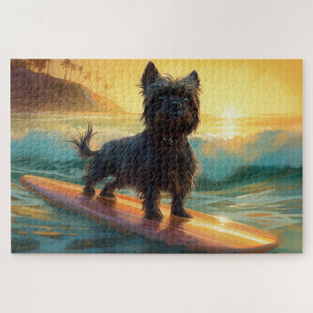 Puzzle Pintura de surf en la playa de Affenpinscher (Horizontal)