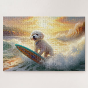 Puzzle Pintura de surf en la playa de Bichon Frise