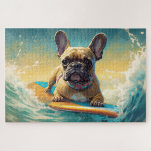 Puzzle Pintura de surf en la playa de Bulldog Francés