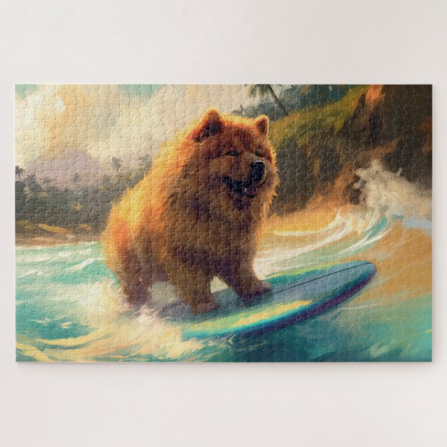 Puzzle Pintura de surf en la playa de Chow Chow (Horizontal)
