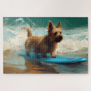 Puzzle Pintura de Surf en la Playa de Terrier Australiano