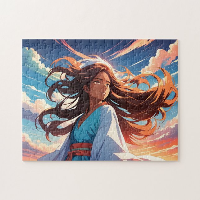 Puzzle Pintura de un Chica en un Día del Viento (Horizontal)