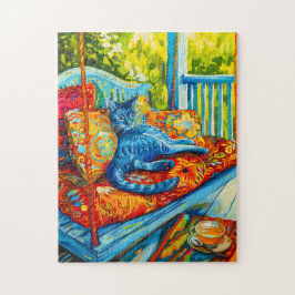 Puzzle Pintura de un gato que crece en el ala