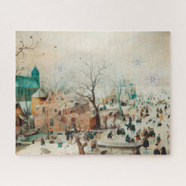 Puzzle Pintura de un pueblo de Navidades de invierno