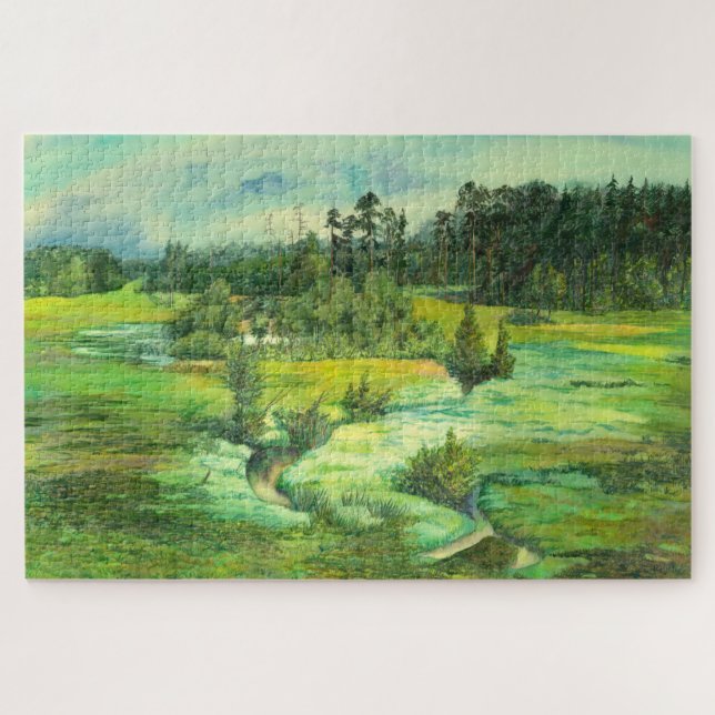 Puzzle pintura de valle verde Watercolor (Horizontal)