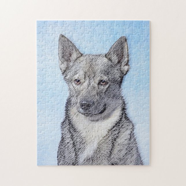 Puzzle Pintura de Vallhund Sueca - Arte Perro Original Cu (Vertical)