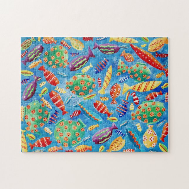 Puzzle Pintura de vida marina submarina de peces tropical (Horizontal)