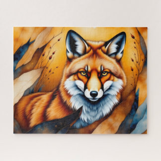 Puzzle Pintura de zorro de otoño