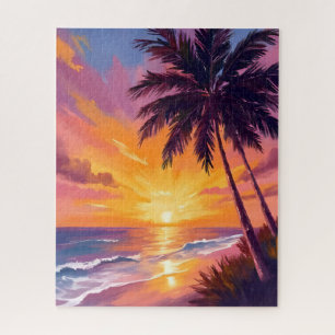Puzzle Pintura del atardecer en la playa de Hawái Viajes