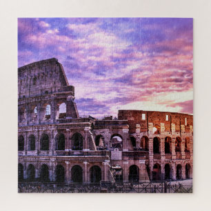 Puzzle Pintura del Coliseo en Roma al atardecer Jigsaw Pu