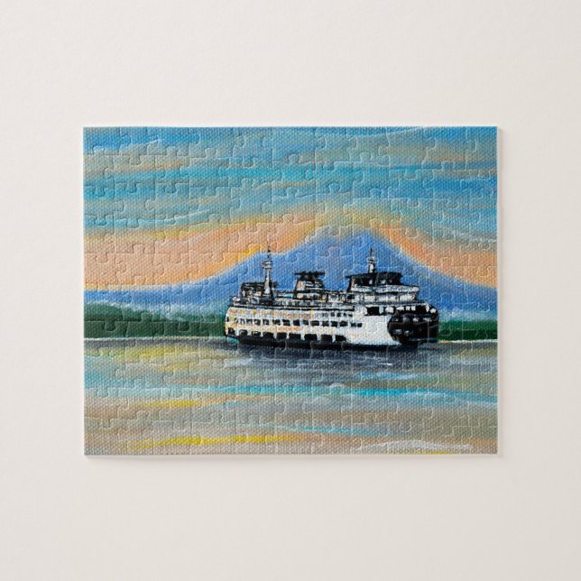 Puzzle Pintura del ferry al amanecer (Horizontal)