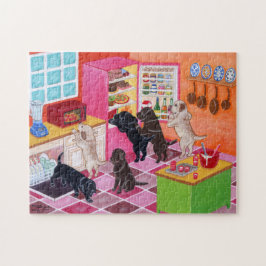 Puzzle Pintura del fiesta de la cocina de Labrador