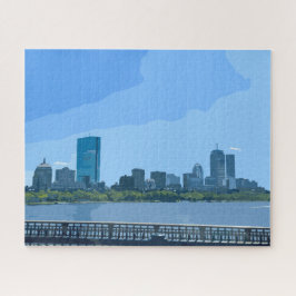 Puzzle Pintura del horizonte de Boston río Charles