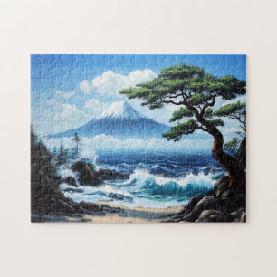 Puzzle Pintura del Monte Fuji Japón con vistas al océano