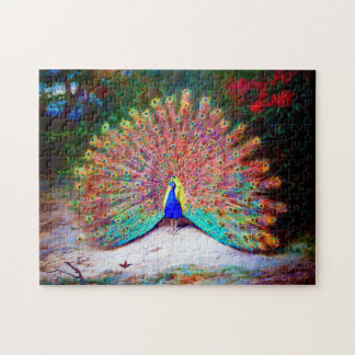 Puzzle Pintura del pavo real del vintage