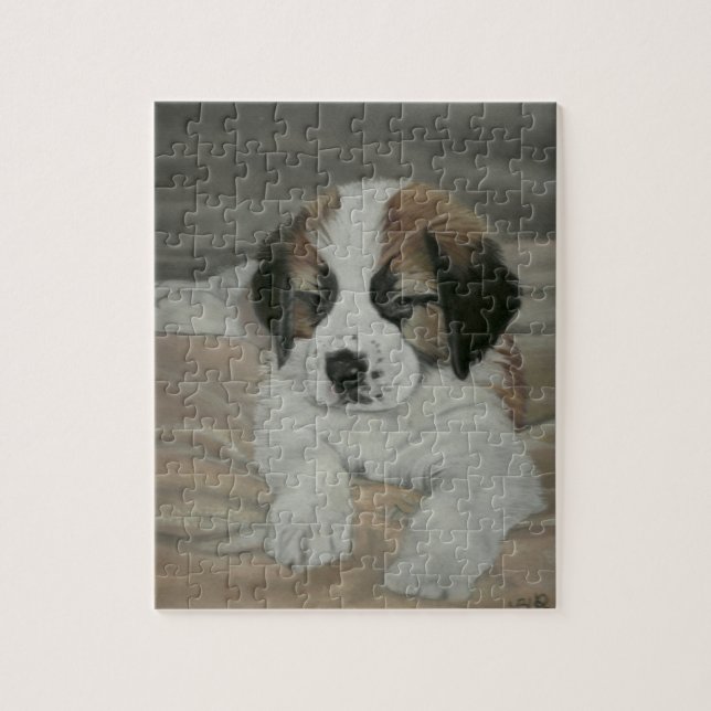Puzzle Pintura del perrito de St Bernard (Vertical)