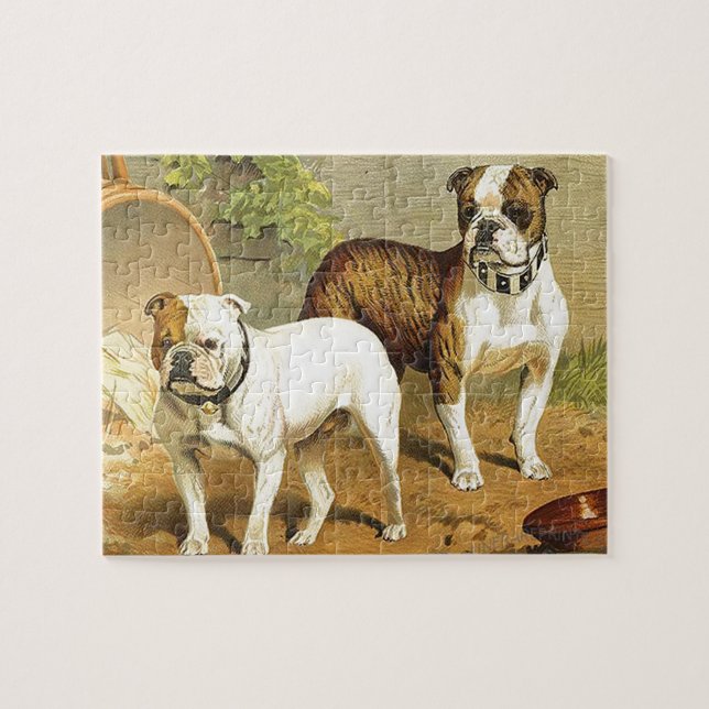 Puzzle Pintura del vintage de bulldoges ingleses (Horizontal)