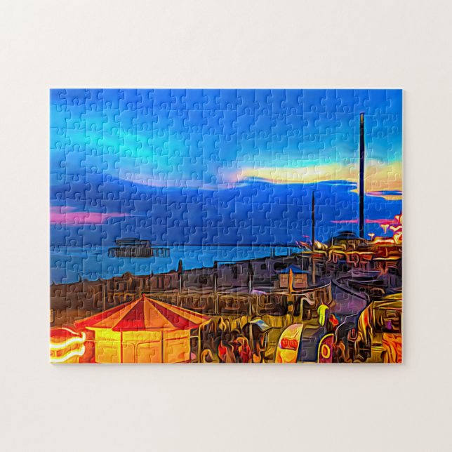 Puzzle Pintura digital de Brighton y Hove Beach y Sunset (Horizontal)