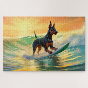 Puzzle Pintura Doberman Beach Surfing