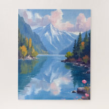 Pintura en Acuarela de la Naturaleza de las Montañ