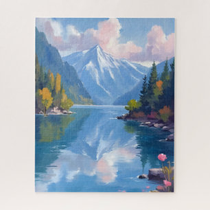 Puzzle Pintura en Acuarela de la Naturaleza de las Montañ
