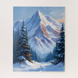 Puzzle Pintura en Acuarela de Paisaje de Montaña Invernal