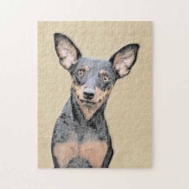 Puzzle Pintura en miniatura de Pinscher Cute arte origina (Vertical)
