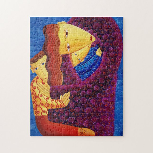 Puzzle Pintura familiar contemporánea de madre e hijos (Vertical)