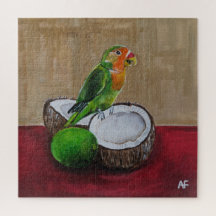 Pintura Fiesta Tropical de Lovebird por Alfred Fox