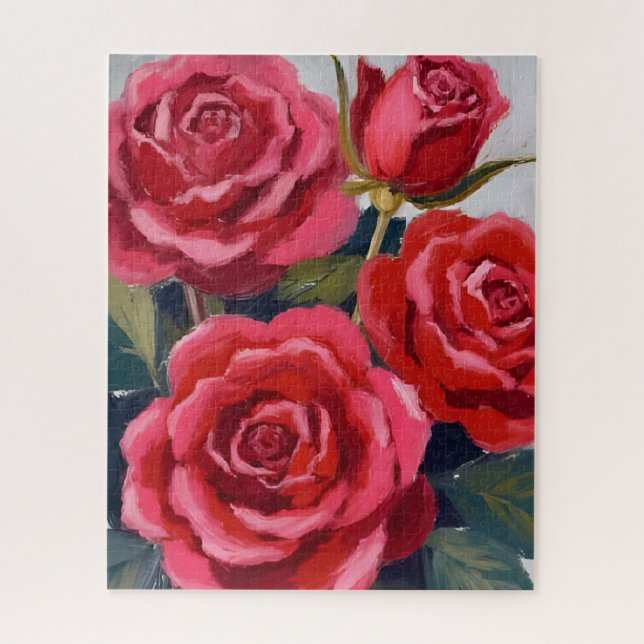 Puzzle Pintura floral de rosas rojas (Vertical)