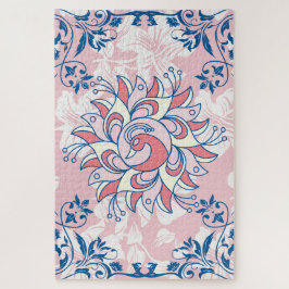 Puzzle Pintura floral rosa de Rangoli