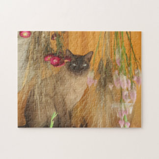 Puzzle Pintura fotográfica de un gato siamés vestido con 