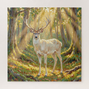 Puzzle Pintura majestuosa del ciervo del bosque dorado