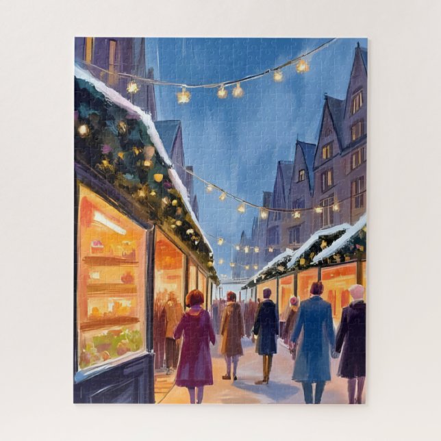 Puzzle Pintura Mercado Navideño Feliz Navidad (Vertical)