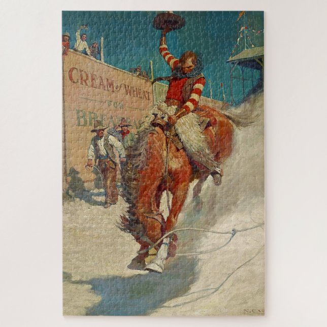 Puzzle Pintura occidental de N C Wyeth “El Rodeo” (Vertical)