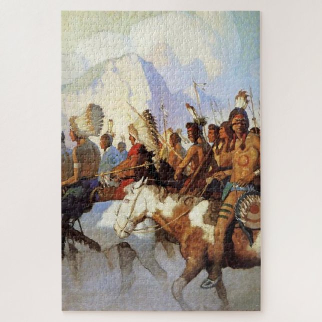 Puzzle Pintura occidental de N C Wyeth “La fiesta de guer (Vertical)