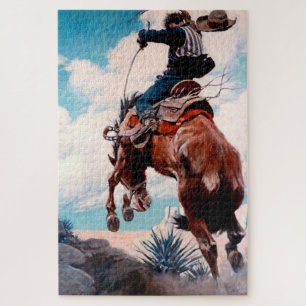 Puzzle Pintura occidental de NC Wyeth 'Bucking'