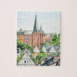 Puzzle Pintura panorámica de Marburg Altstadt Alemania