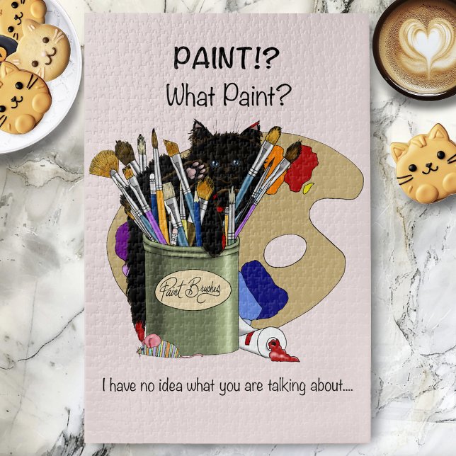 Puzzle Pintura Pinceles Pallet Artista de Gatitos Negros (Subido por el creador)