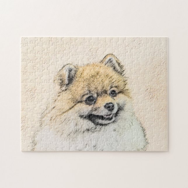 Puzzle Pintura Pomerania (Naranja) - Arte Perro Original (Horizontal)