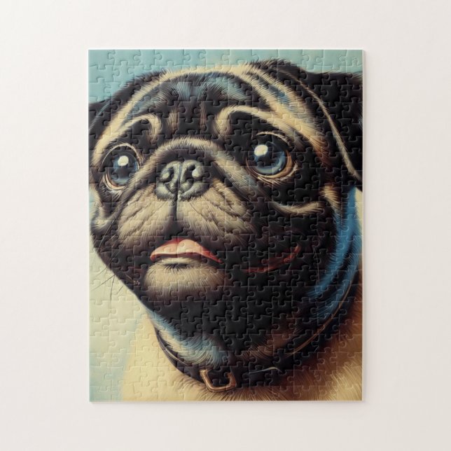 Puzzle Pintura retro de pug (Vertical)