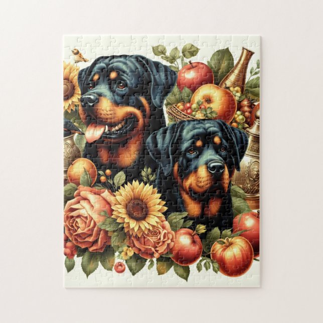 Puzzle Pintura Retro Rottweiler (Vertical)