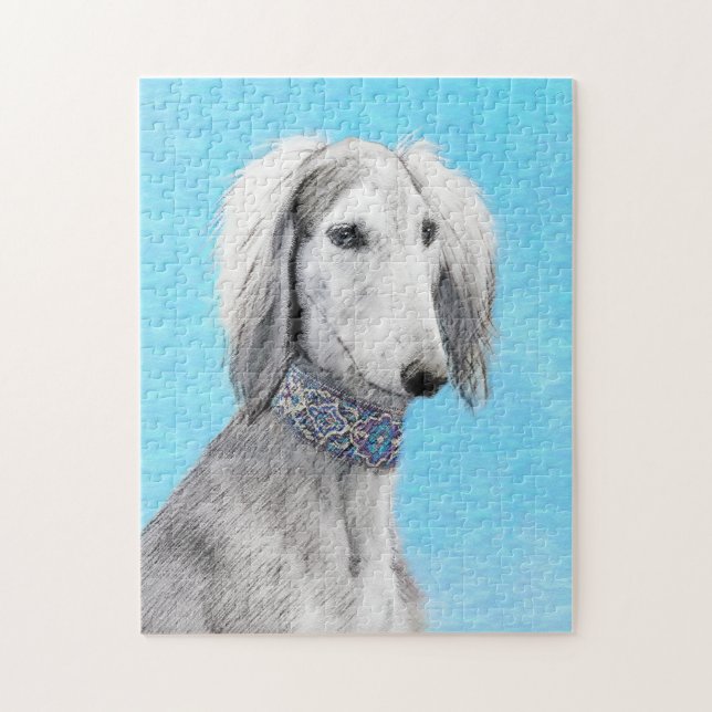 Puzzle Pintura Saluki (plateada) - Arte Perro Original. (Vertical)