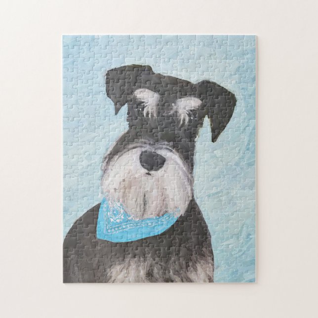 Puzzle Pintura Schnauzer (en miniatura) - Perro original  (Vertical)