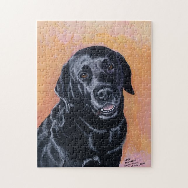 Puzzle Pintura sonriente del Labrador Negro (Vertical)