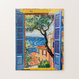Puzzle Pintura Vista desde la terraza del mar Mediterráne