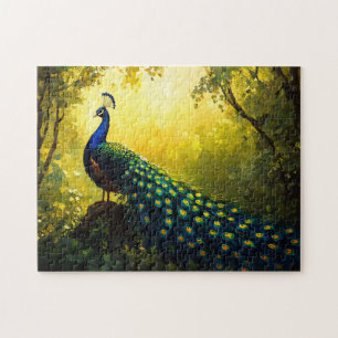 Puzzle Pintura vívida de un pavo real
