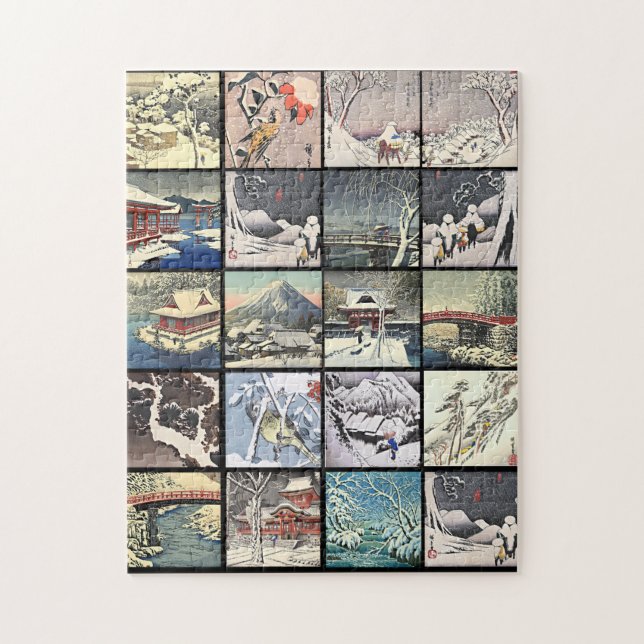 Puzzle Pinturas de paisajes nevados de Japón (Vertical)